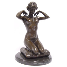 Factory cast metal bronze japanese nude naked lady women female figurine for sale